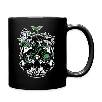 Mushroom Skull Nature Reclaims All - Full Colour Mug - black - Right