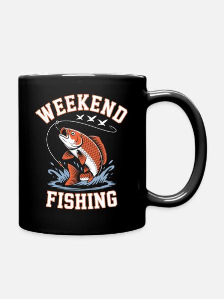 Wochenend-Angel-Splash-T-Shirt-Design - Tasse einfarbig - Schwarz