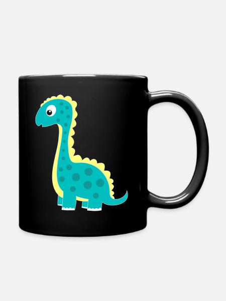 Kuscheliger Dinosaurier Glücksbringer - Tasse einfarbig - Schwarz