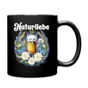 Naturliebe Bierkrug mit Wildblumen Trachtenshirt - Tasse einfarbig - Schwarz - Rechts