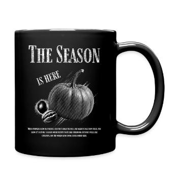 Herbstzeit Willkommen mit Kürbis und Nuss - Tasse einfarbig - Schwarz - Rechts