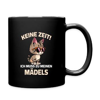 Cat - No time, I have to go to my girls - Full Colour Mug - black - Right