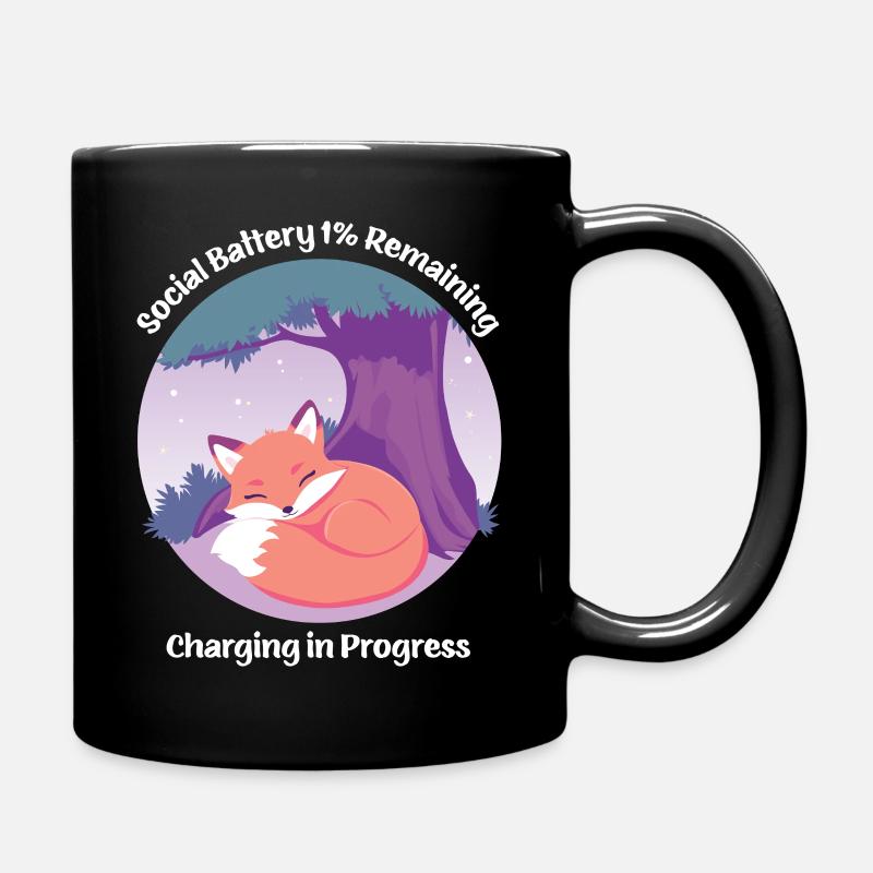 Renard mignon avec arbre - Mug uni - noir