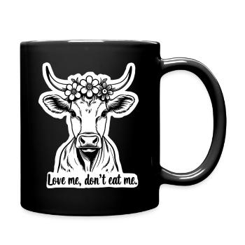 Love Me Don’t Eat Me – Fine Line Kuh - Tasse einfarbig - Schwarz - Rechts
