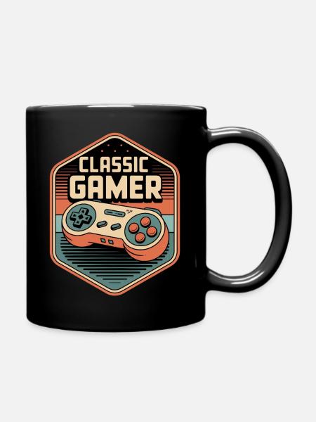Classic Gamer Retro Controller Badge - Tasse einfarbig - Schwarz