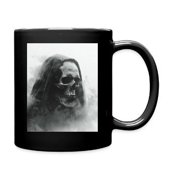 Dunkler Totenschädel im Nebel - Tasse einfarbig - Schwarz - Rechts