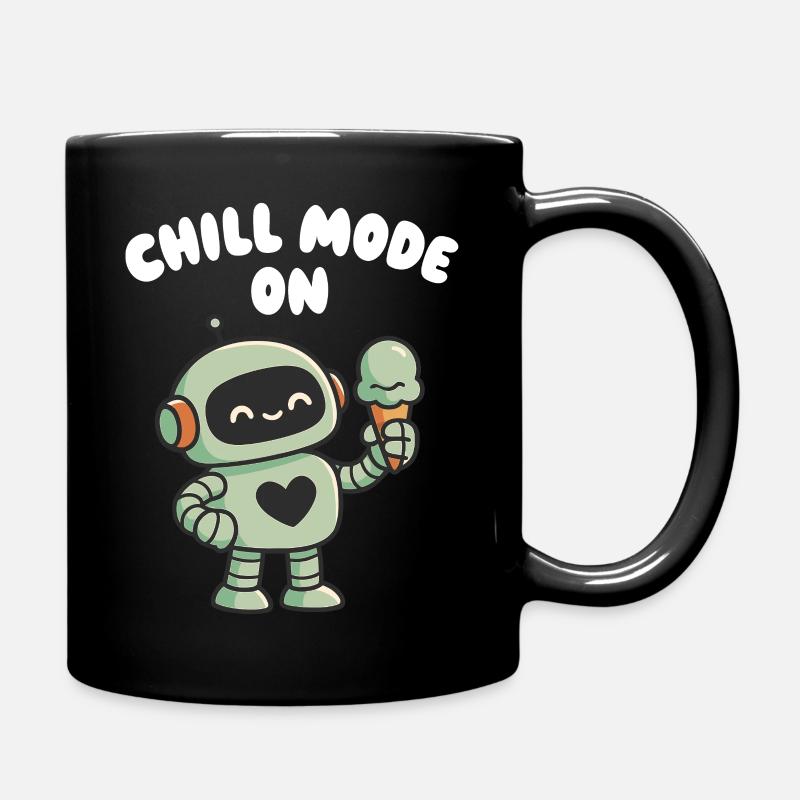 Entspannter Roboter mit Eistüte - Full Colour Mug - black