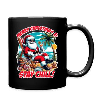 Santa am Strand – Merry Christmas & Stay Chill - Tasse einfarbig - Schwarz - Rechts