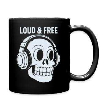Skull Headphones Loud Free - Full Colour Mug - black - Right