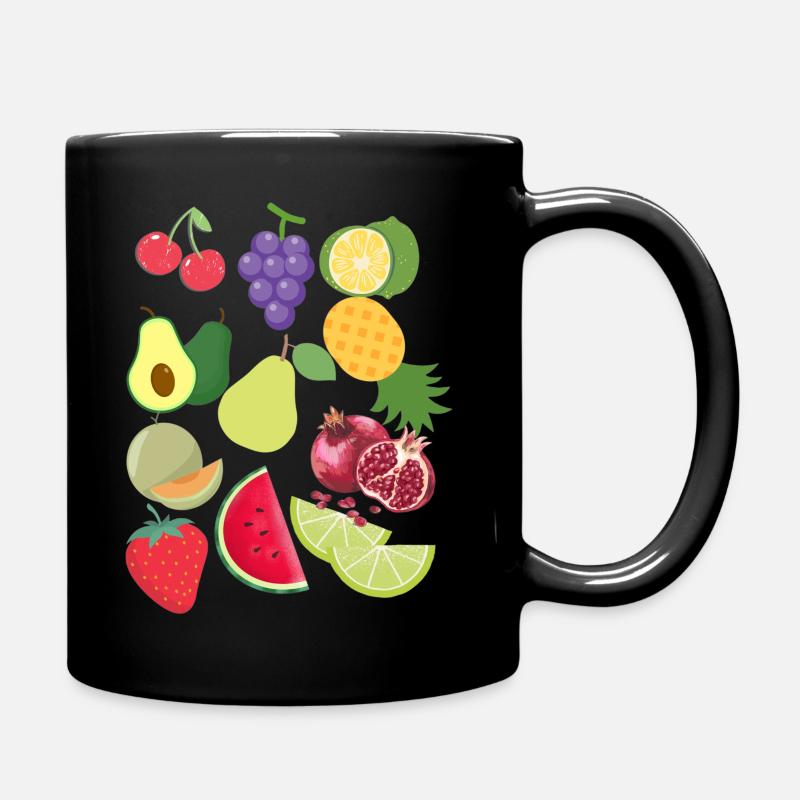 Fruits retro vintage cute colorful design - Full Colour Mug - black