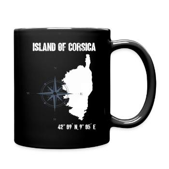 Contour de la Corse avec compas de coordonnées - Mug uni - noir - Droite