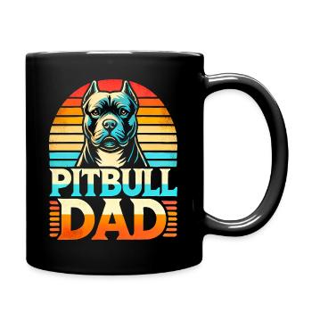 Pitbull Papa Retro Sonnenuntergang, Hund Vater - Tasse einfarbig - Schwarz - Rechts