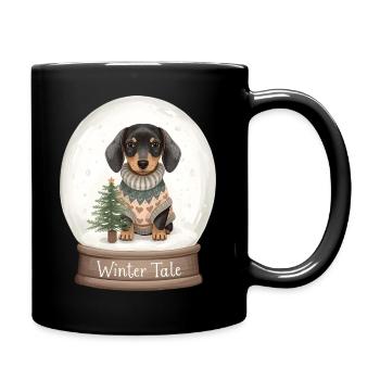 Dachshund in Snow Globe – Winter Tale - Full Colour Mug - black - Right