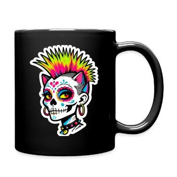 Crâne Néon Punk - Mug uni - noir - Droite