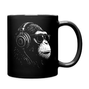 Headphone Monkey with Sunglasses - Full Colour Mug - black - Right