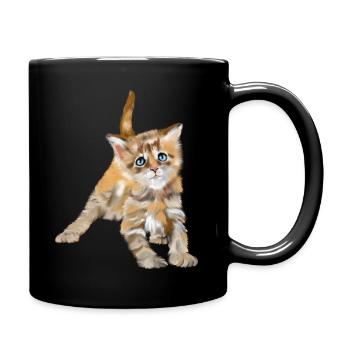 Blue-eyed watercolor kitten - Full Colour Mug - black - Right