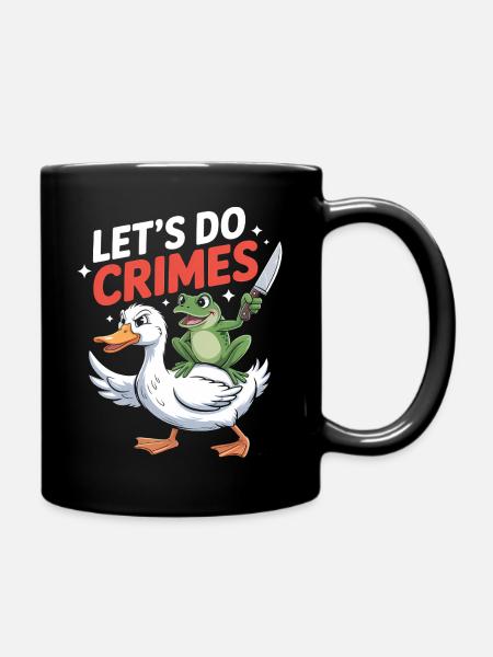 Lets do Crimes - Funny Frog and Goose T-Shirt - Full Colour Mug - black