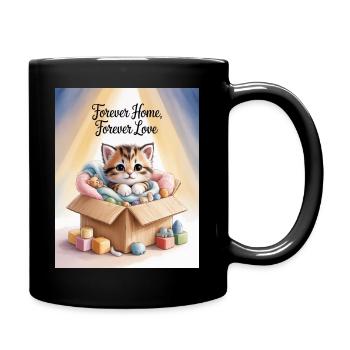 Kätzchen im Karton Forever Home - Tasse einfarbig - Schwarz - Rechts
