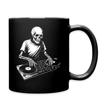 Skeleton DJ auf Plattentellern - Tasse einfarbig - Schwarz - Rechts
