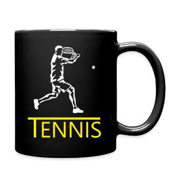 Tennis silhouette: player with racket - Full Colour Mug - black - Right