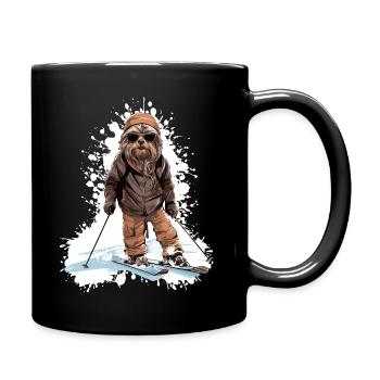 Yorkshire Terrier Hund Ski Skifahren - Tasse einfarbig - Schwarz - Rechts