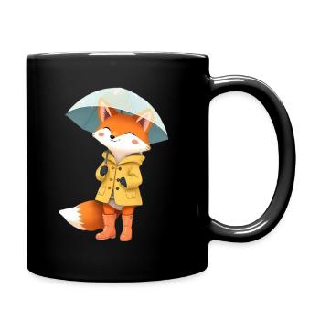 Fuchs Regenmantel Regenschirm - Tasse einfarbig - Schwarz - Rechts