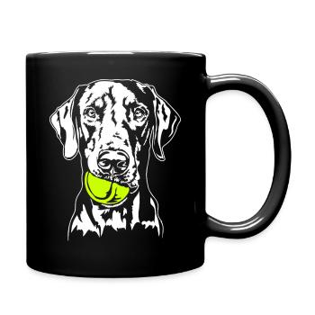 Doberman Ball Ball Junkie Dogs Wilsigns - Full Colour Mug - black - Right