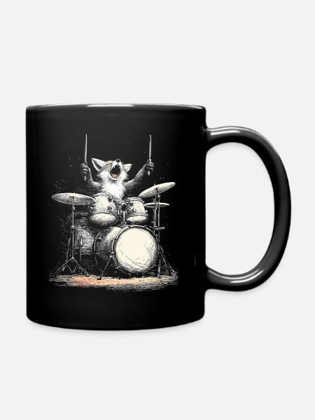Renard Tambours Batteur Musique Rock Faune - Mug uni - noir