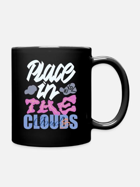 Place in the clouds – colourful calligraphy - Full Colour Mug - black