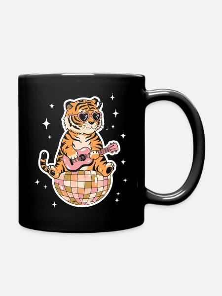Tiger Discokugel Groovy Retro 80er Jahre Kostüm - Tasse einfarbig - Schwarz