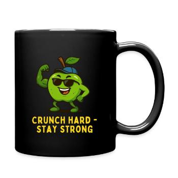 Crunch Hard Stay Strong -  Apfel Karikatur  - Tasse einfarbig - Schwarz - Rechts