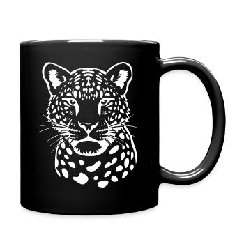 Leopard Leparden Muster T-shirt Geschenk - Tasse einfarbig - Schwarz - Rechts