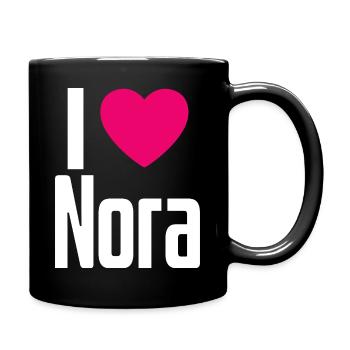 I Love Nora Pinkes Herz Ich liebe Nora - Tasse einfarbig - Schwarz - Rechts