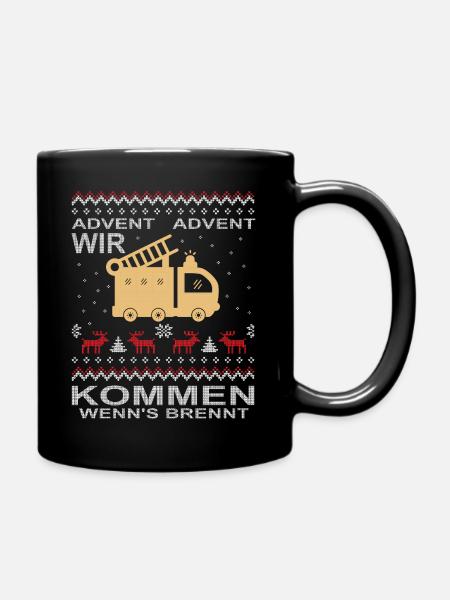  Feuerwehr Advent Weihnachten - Tasse einfarbig - Schwarz