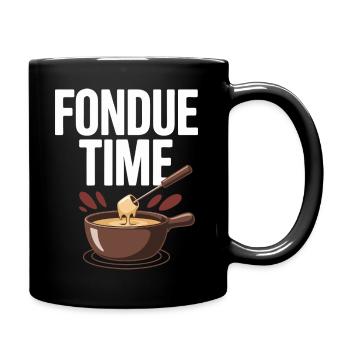 Fondue Time Cheese Fondue Lover Fun Design - Full Colour Mug - black - Right
