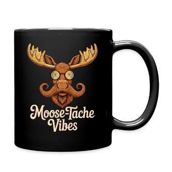 Humor Animal Moose Joke Mustache - Full Colour Mug - black - Right