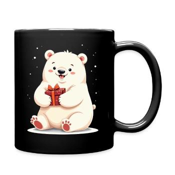 Ours polaire mignon avec illustration de cadeau - Mug uni - noir - Droite