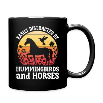 Kolibris und Pferde Reiten Reiten Reiter - Tasse einfarbig - Schwarz - Rechts