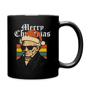 Retro Schopenhauer Santa Portrait Christmas Tee - Full Colour Mug - black - Right