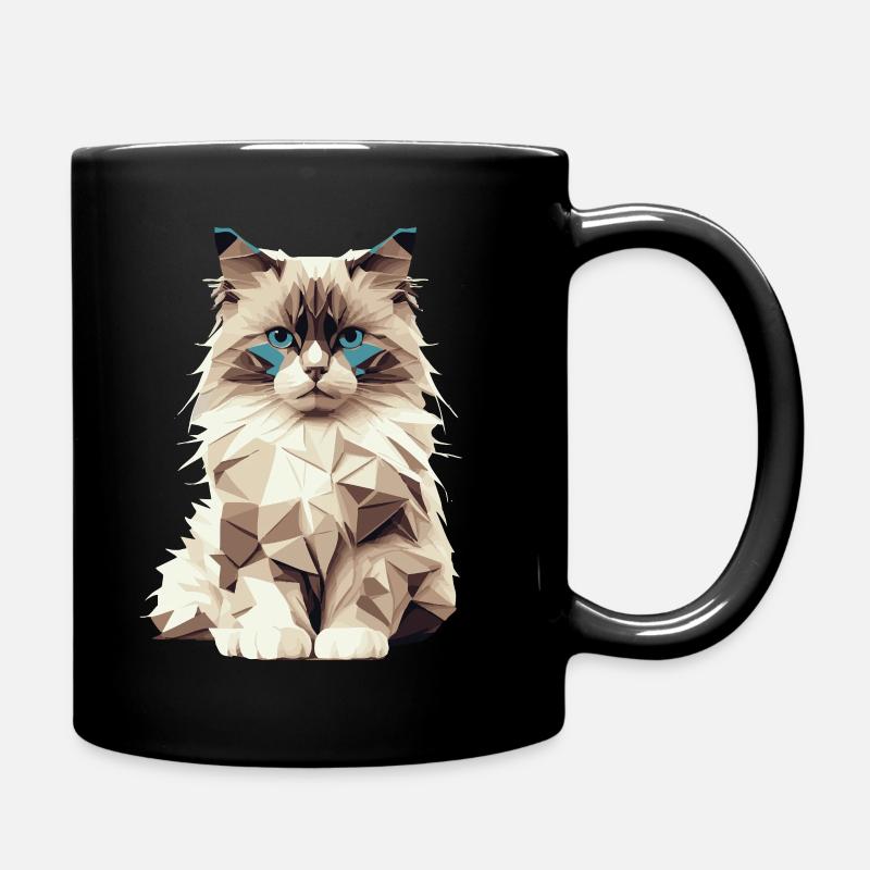 Geometric Cat – Stilvolles Katzenmotiv im Polygon  - Tasse einfarbig - Schwarz