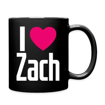 I Love Zach Pink Heart I Love Zach - Full Colour Mug - black - Right