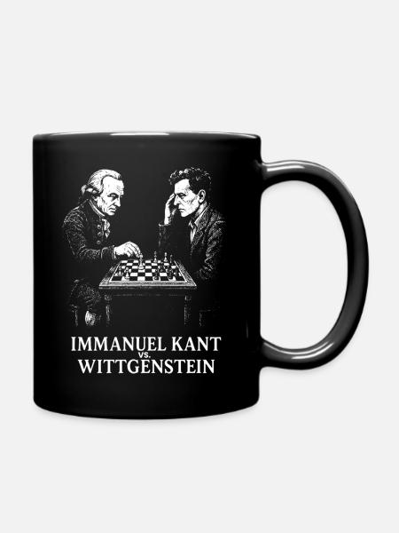 Kant vs Wittgenstein Chess Duel - Full Colour Mug - black