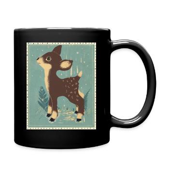 Reh im Retrowald - Tasse einfarbig - Schwarz - Rechts