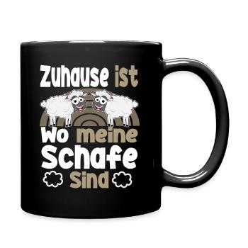Schafhirte Schäfer Hirte Landwirt Herde Schafe - Tasse einfarbig - Schwarz - Rechts