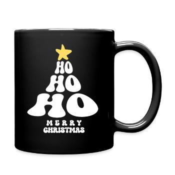 Merry Christmas HO HO HO Weihnachtsbaum Santa - Tasse einfarbig - Schwarz - Rechts