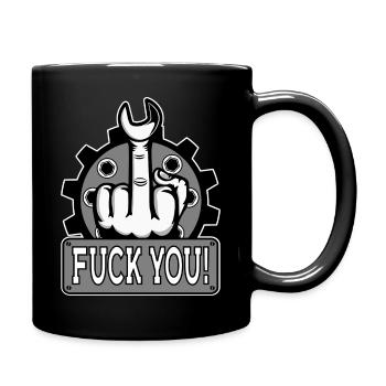 Mittelfinger Stinkerfinger Mechaniker Fuck You - Tasse einfarbig - Schwarz - Rechts