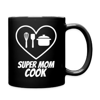 Super Mom Cook – Cooking Heart - Full Colour Mug - black - Right