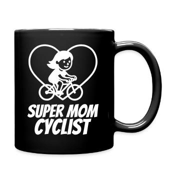 Super-Mama-Radfahrerin – Fahrradherz - Tasse einfarbig - Schwarz - Rechts