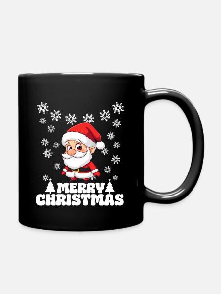 Santa Claus Christmas Merry Christmas Snow - Full Colour Mug - black