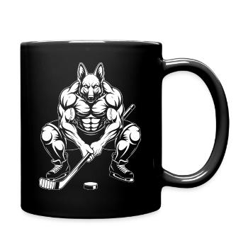 Muskulöser Schäferhund Eishockeyspieler Silhouette - Full Colour Mug - black - Right